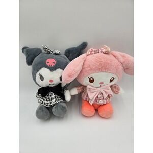 Sanrio Kuromi and My Melody Plush Set Houndstooth Tweed Outfits 9 Inch